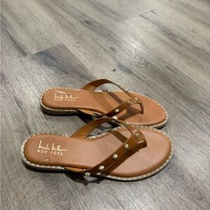 Nicole miller New York  Tan gold Studded Sandals